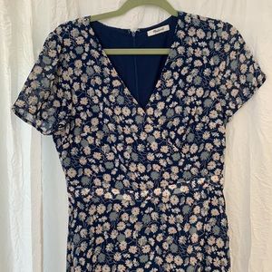 Madewell midi blue floral dress size S